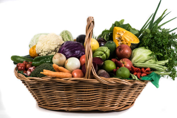 istock A wicker basket overflows with a vibrant array of organic vegetables on a white background 2205562477
