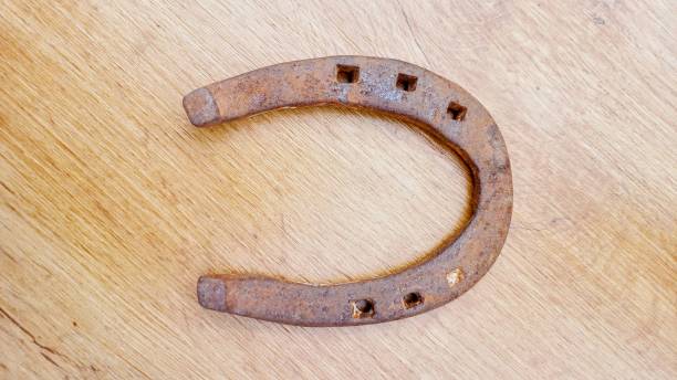 istock Brown rusty iron horseshoe luck fortune lucky 2205571028