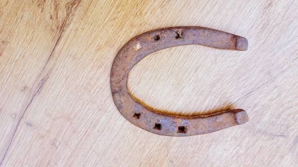 istock Brown rusty iron horseshoe luck fortune lucky 2205571033