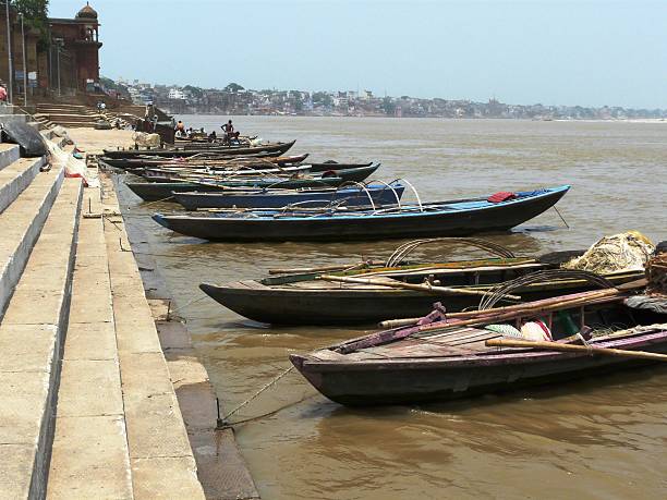 istock Boats on holy river Ganga, India 2205571252
