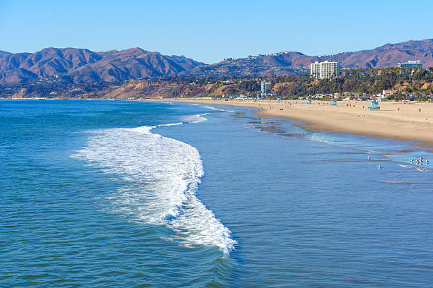 istock Stunning Shoreline View From Santa Monica Pier Overlooking the Pacific Ocean 2205580357