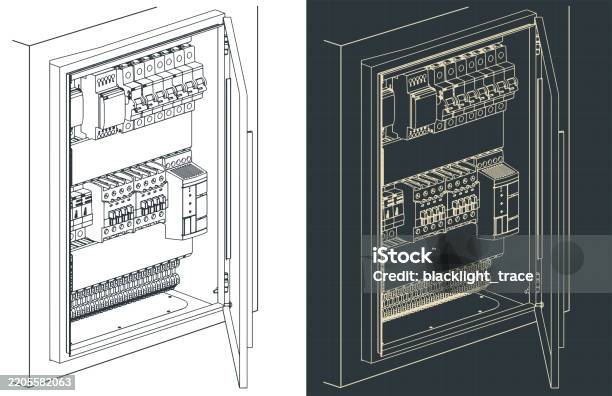 Panelboard Example Drawing Electrical Panel Board Drawings Stock Illustration - Download Image Now ...