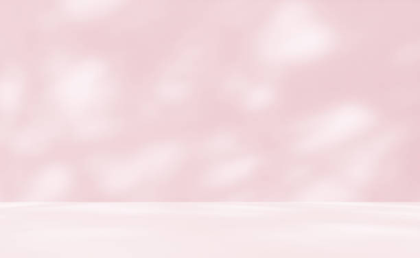 istock Empty pink colour room studio with sunlight effect shadow on the floor and wall for product presentation. 2205585526