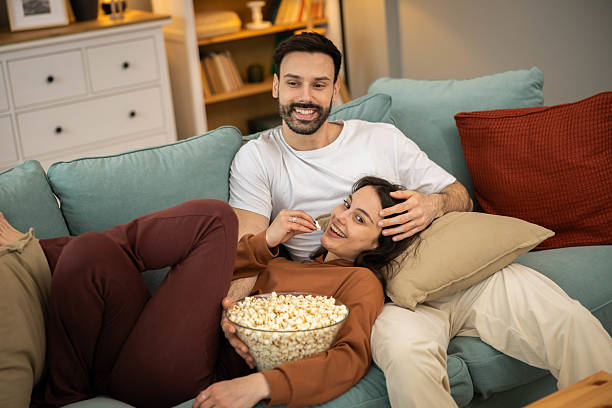 istock Cozy Evening with Popcorn and Love 2205587642