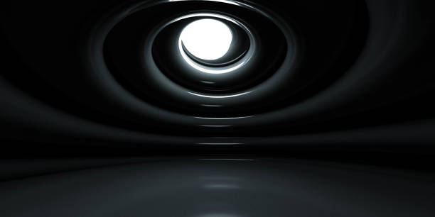 istock Abstract Close-Up View of a Circular building interior Illuminated by Soft Light at Night 3d render illustration 2205588388