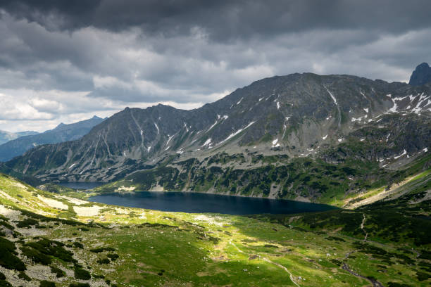 istock Mountain Landscape with Lake and Clouds 2205590024