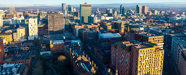 istock Manchester downtown aerial panorama at Sunrise. 2205597160