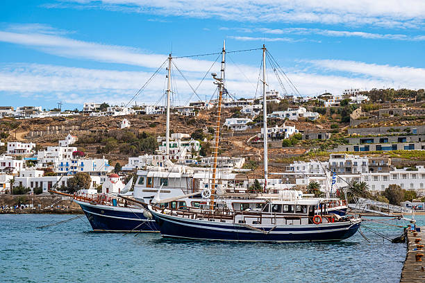 MYKONOS, GREECE - October 19, 2024: Large Sailboats in Mykonos Greece