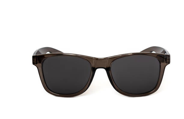 Modern sunglasses in a black transparent frame isolated on white. High quality photo