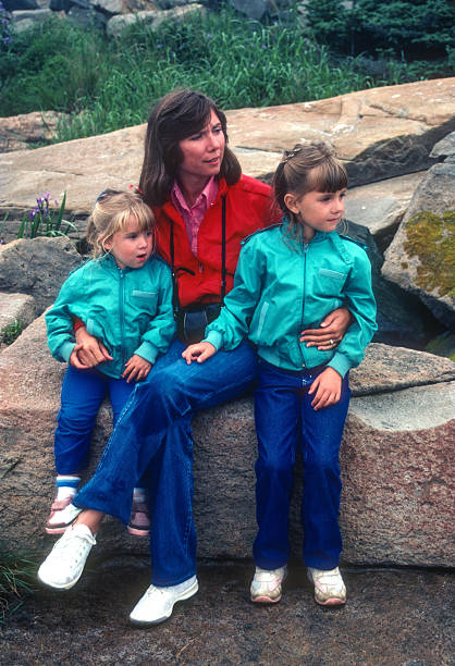 np acadia - poloostrov schoodic - odpočívající na skalách - 1985 - 1985 fotky - stock snímky, obrázky a fotky