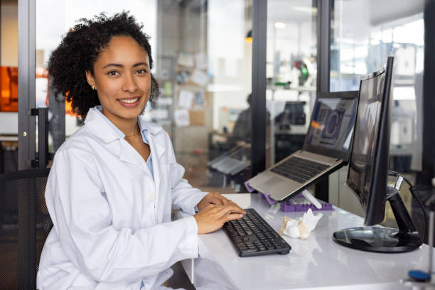 istock Happy designer working at a 3D printing health laboratory 2205617491
