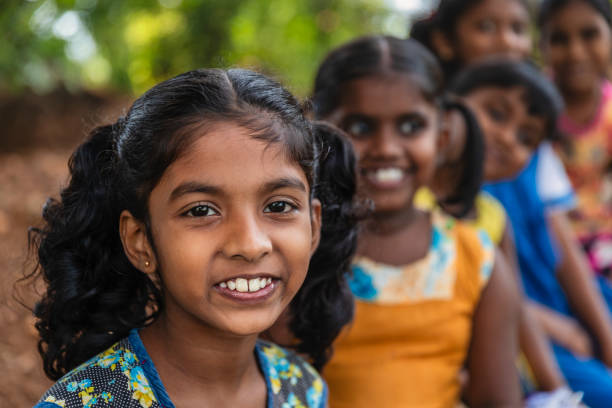 Sri Lankan young girls resting in a forest, Sigiriya, Ceylon (Sri Lanka)