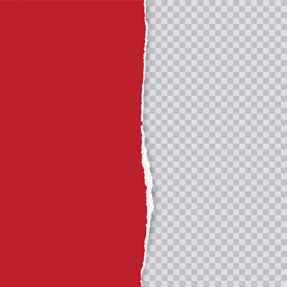 Page Rip Red Vertical Torn Red Paper Page With Ripped Edges Isolated On Transparent ...
