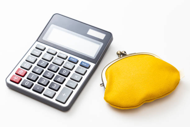 istock Calculator and wallet on white background. 2205629625
