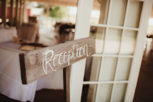 istock Close up of wedding reception sign 2205631180