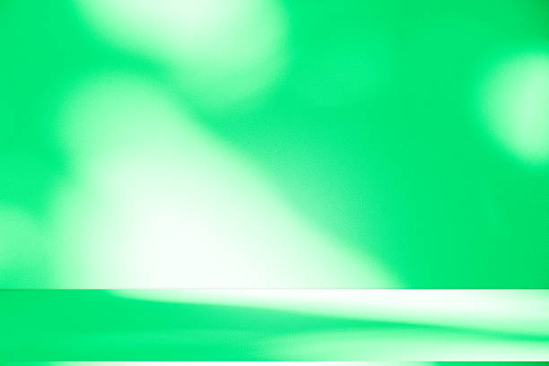 istock Studio style background wall decoration presentation uses white and green tones. with shadows cast from a nearby window, concept creating a decorative 2205633037
