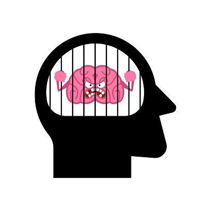 Incarcerated Intellect Brain In Prison Brains In A Head Cage Thoughts In Captivity Concept ...