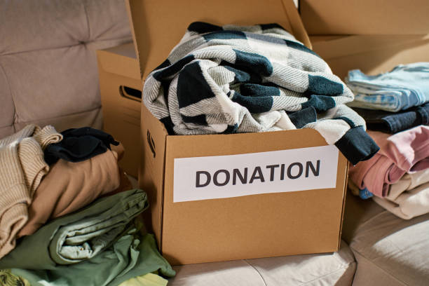 istock Boxes of Donated Clothes for Charity 2205641937