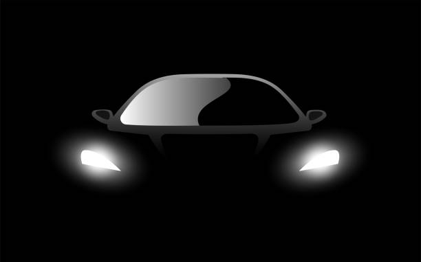 istock Conceptual silhouette of a modern car  on black background 2205642637