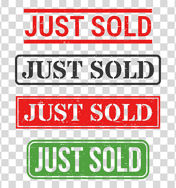 Just Sold - Rubber stamp set on blank background Just Sold. Grunge rubber stamps for your own design, isolated on a transparent background. Four trendy stamps with a slight grunge texture, in different styles and ink colors. The first stamp is in red ink with lines above and below the text. The second stamp is in black ink with the text framed. The third stamp is in red ink with the text transparent. The fourth stamp is in green ink with the text transparent. Vector Illustration (EPS file, well layered and grouped). Easy to edit, manipulate, resize or colorize. Vector and Jpeg file of different sizes. sold out transparent stock illustrations