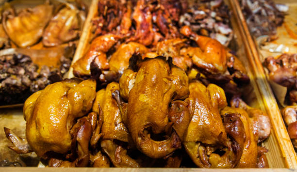 Chicken and pork in the delicatessen