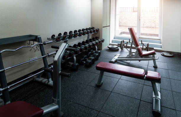 istock Strength training equipment in the gym 2205655328