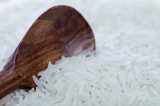 Organic rice jasmine, food background