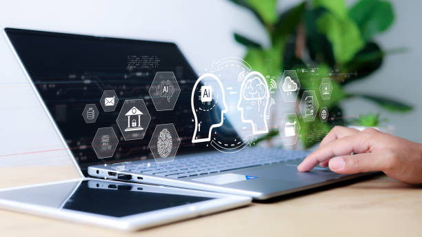 istock Chat with AI or Artificial Intelligence. Young businessman chatting with a smart AI or artificial intelligence using an artificial intelligence chatbot developed by OpenAI. 2205669859