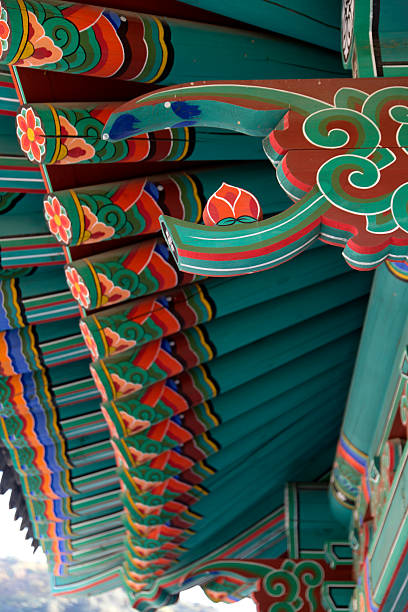 istock wooden eaves in the Buddhist temple building 2205670945