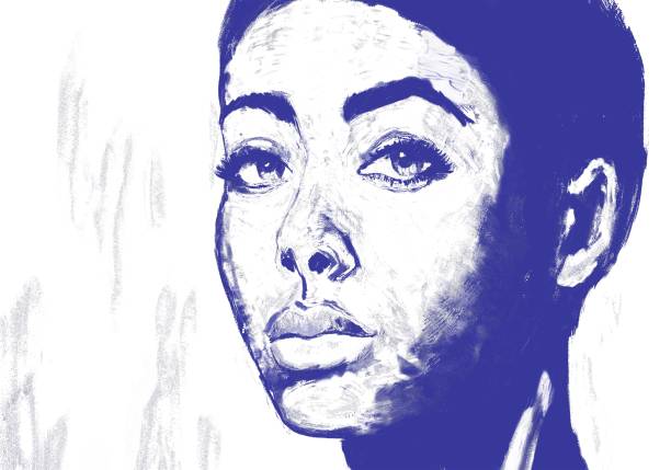 istock Painted textured portrait of a black woman using impasto technique 2205674290