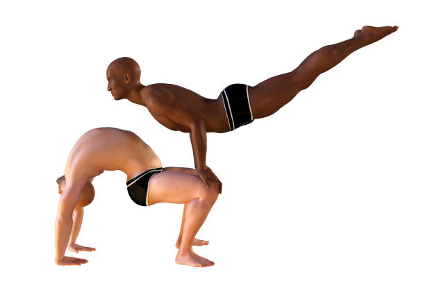 Young black woman in a yoga position, isolated on white, Studio shot.