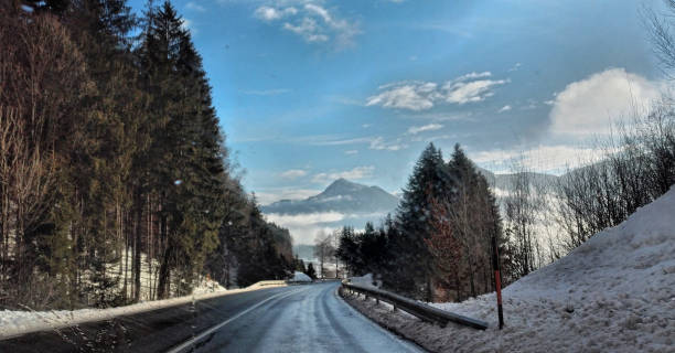 Winter road full of snow in austria
