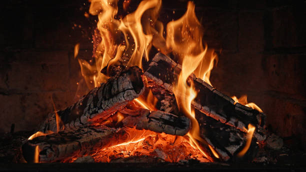 istock Close-up of Hot Embers with Flying Sparks 2205682893