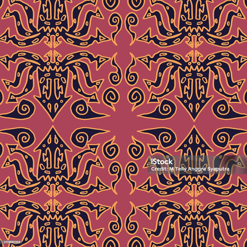 Batik Line Background Traditional Batik Vector Background Stock Illustration - Download Image ...