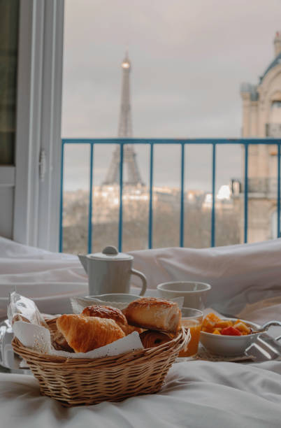istock Elegant Parisian Breakfast with Eiffel Tower View in Paris, France 2205688176