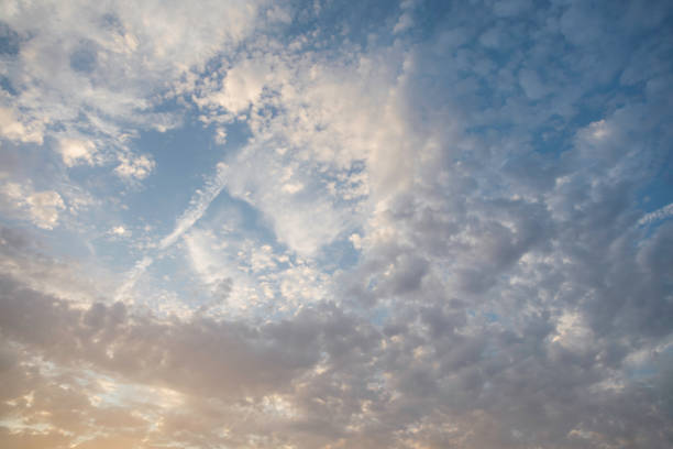 Backgrounds of colourful and beautiful sunset / sunrise with clouds with sunlight on dramatic sky texture