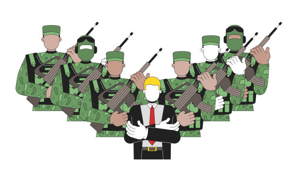 istock Military dictatorship and political control 2D illustration concept 2205690348