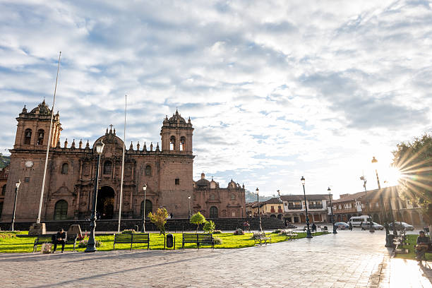istock Historic Cathedral Bathed in Morning Light with Cobblestone Square 2205693616