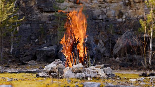 istock Crackling Campfire in a Rocky Landscape 2205696037