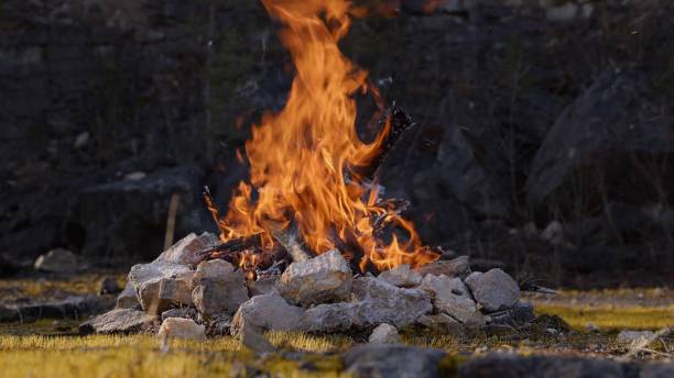 istock Crackling Campfire in a Rocky Landscape 2205696066