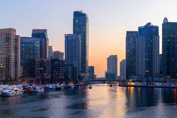istock Evening view of Dubai Marina district, UAE. 2205698907