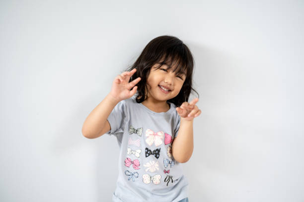 istock Happy Little Girl, White Background 2205700709