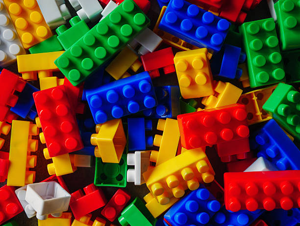 istock Building block toy with colorful blocks bricks toy, Top view 2205701774