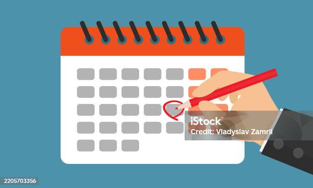 Highlighting A Key Date On A Paper Calendar Stock Illustration ...