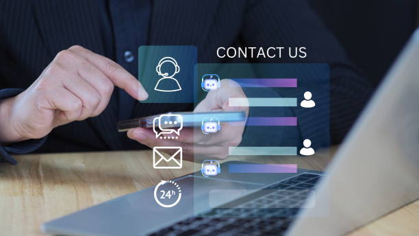 istock AI Chatbot Customer Support Service, Contact Us Interface with Mobile Chat, Email, and Phone for Online Assistance, Real Time Communication, Help Desk Solutions for Business and Customer Care.24 hours 2205703434