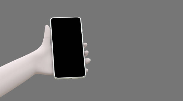 istock 3D character hand holding a smartphone - transparent background 2205704797