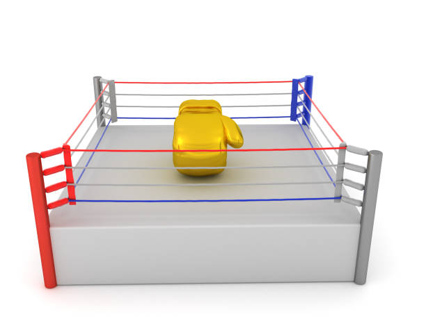 istock 3D Rendering of front facing boxing glove in a ring 2205709021