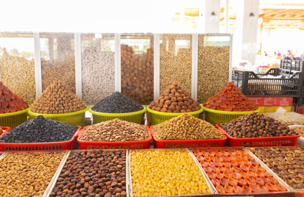 istock the dried food, fruit and nut in Siyob Bazaar also called Siab Bazaar, is the largest bazaar in Samarkand 2205710181