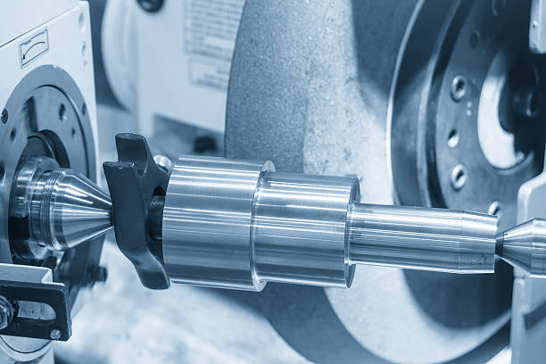 istock The cylindrical surface grinding machine in the light blue scene. 2205710376