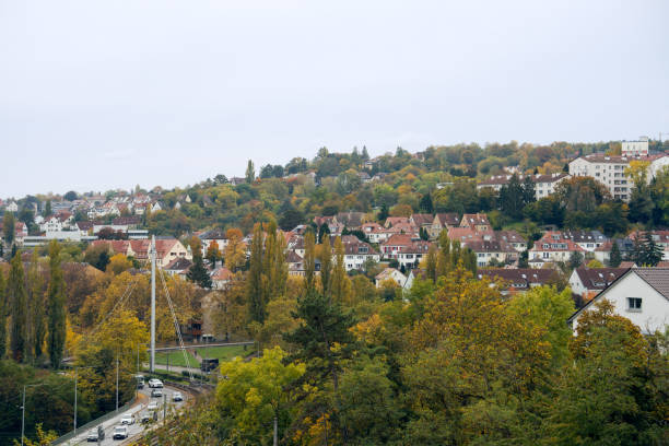 A German urban landscape that reflects the harmony of nature and urban architecture.